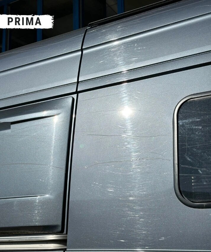 Fiancata con graffi e aloni prima della lucidatura